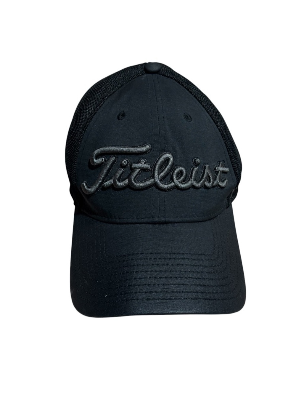 Titleist Black Mesh Trucker Hat with Raised Script Logo Vintage Nice Golf